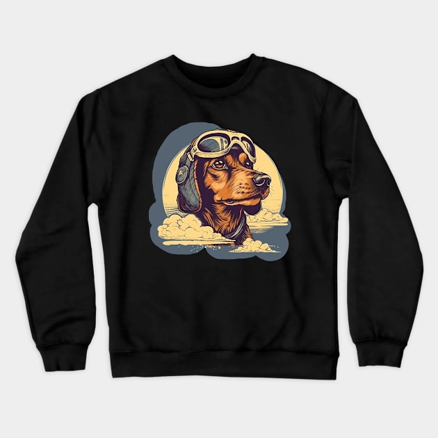 Aviator dog Crewneck Sweatshirt by GreenMary Design